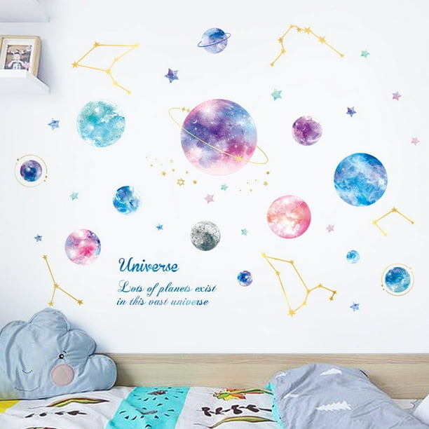 Pegatinas De Pared Decoración Pegatinas de pared de planeta del sistema  solar, decoración mural con patrón de planetas para habitación de niños