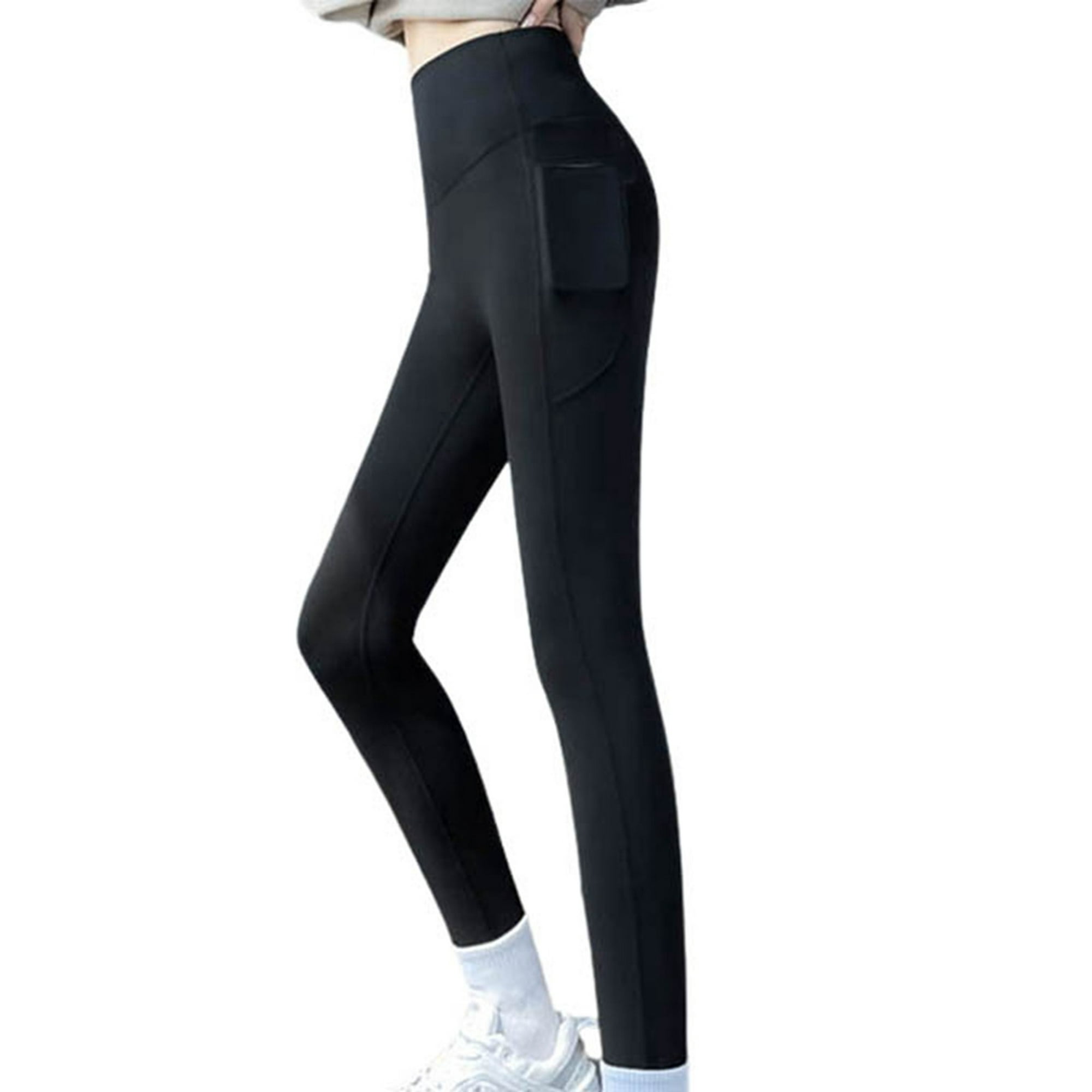 Gibobby pantalones de vestir mujer Leggings moldeadores de cintura alta con  forro polar grueso de invierno para mujer, pantalones cálidos de lana de  sintética（Negro， M)