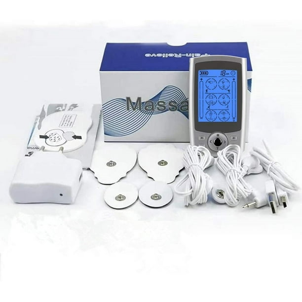 Estimulador muscular EMS de doble canal con 24 programas para terapia de  alivio del dolor, máquina masajeadora de pulso recargable con estuche y 12