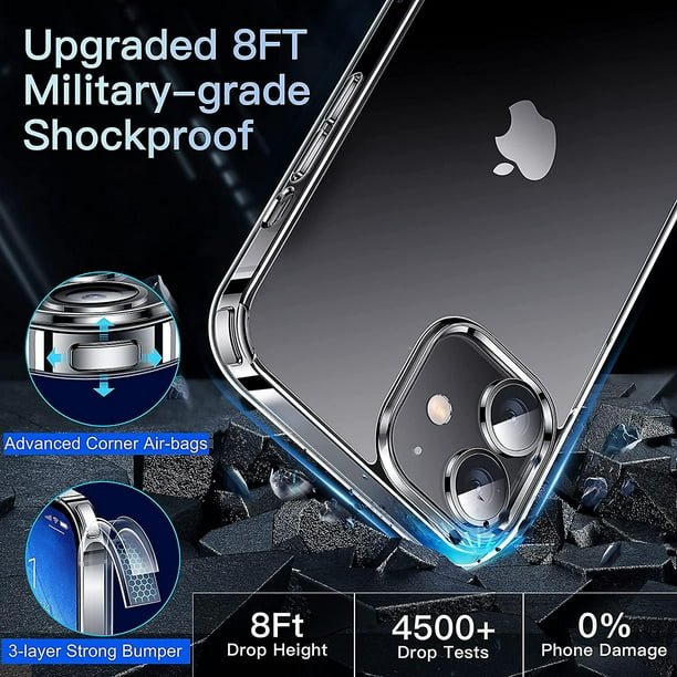 ImpactStrong Funda transparente para iPhone 12/iPhone 12 Pro, funda ultra  protectora con protector de pantalla transparente integrado y cubierta de