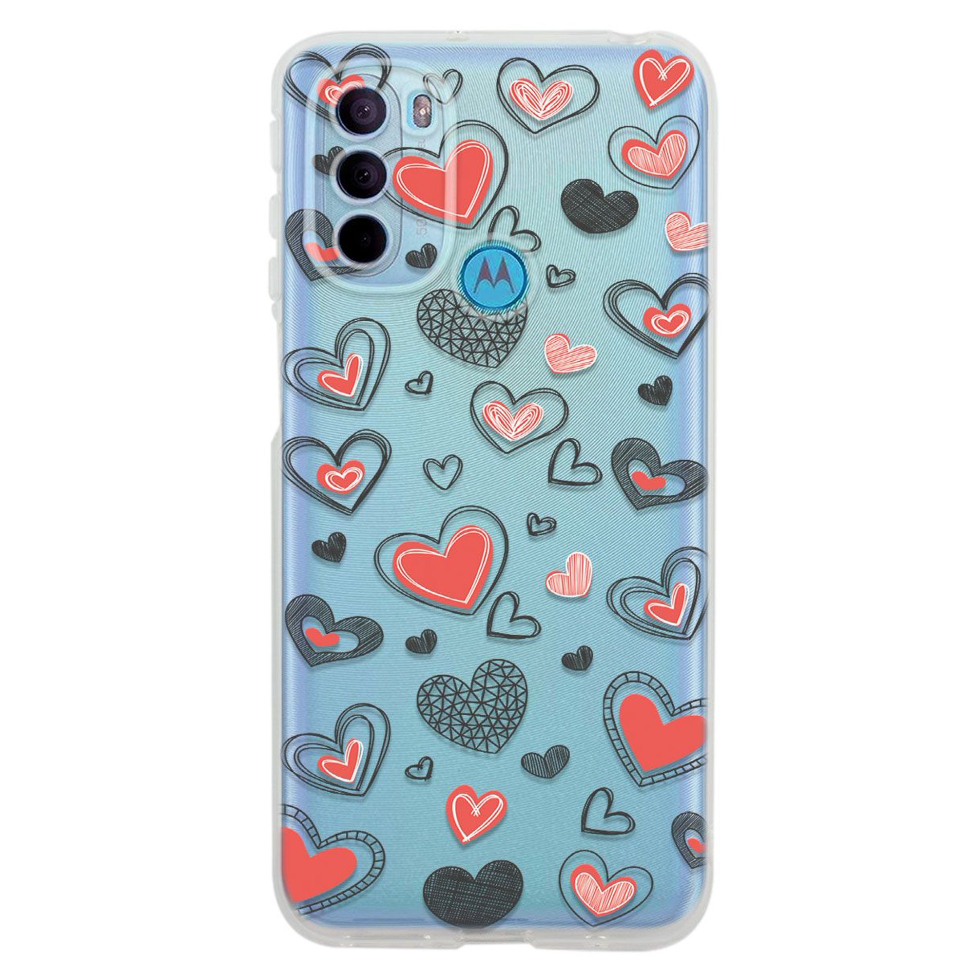 Funda para moto g31 corazones grafito, uso rudo, instacase protector para moto g31 antigolpes, case corazones grafito