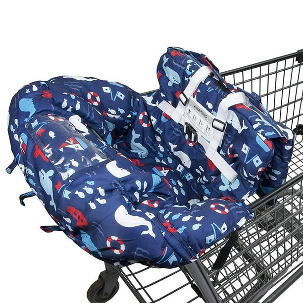  Pozico Funda para carrito de compras para bebé o silla alta,  cubierta de carrito de compras para bebé, lavable a máquina/bolsa de tela  portátil gratis, elefante azul bebé : Bebés