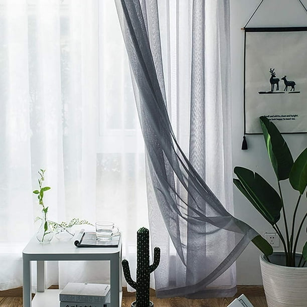 Cortina transparente para sala de estar, 2 paneles de 53.9 x 99.2 in,  cortinas de gasa para dormitorio, cortinas bordadas de lujo, cortinas semi