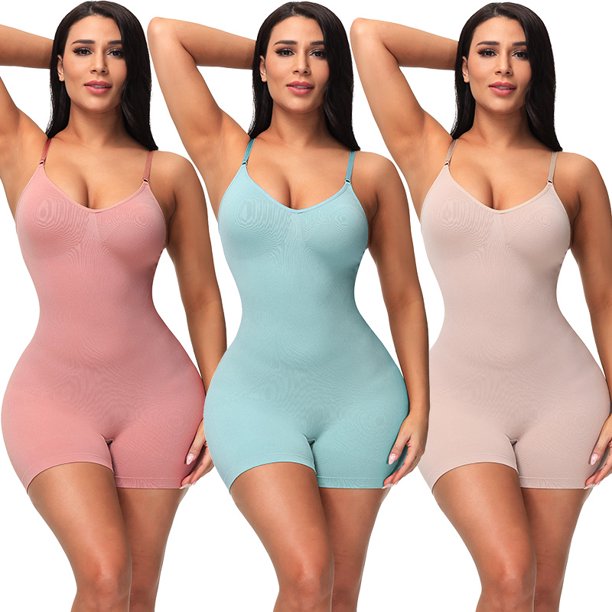 Faja moldeadora de cuerpo de una pieza sin costuras para mujer,  levantamiento abdominal, cadera, moldeador de cuerpo ajustado, ropa  interior adelgazante, corsé (L, 3 piezas verde, pasta de frijol,  albaricoque) JM