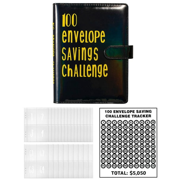  Carpeta de desafíos de 100 sobres, forma fácil y divertida de ahorrar  dinero en efectivo, libro de ahorro A5, libro de ahorros para presupuestos  : Productos de Oficina
