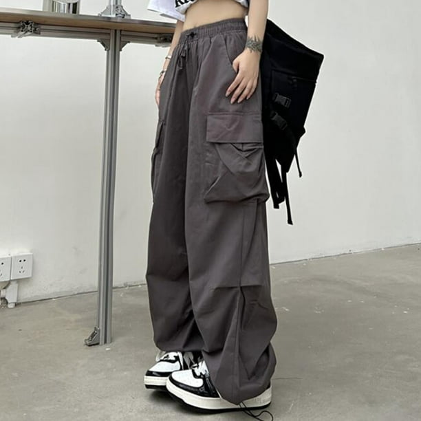 Pantalón Cargo Pantalones cargo de mujer American Y2k Vintage Cargo Pants  Streetwear (Gris M) Kuymtek para Mujer Gris T S