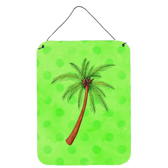 treasures palm tree green polkadot metal print 16hx12w multicolor carolines treasures bb8165ds1216