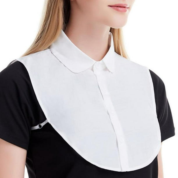 Cuello desmontable para mujer, media camisa blanca, blusa desmontable,  solapa, cuello falso, capas, botones, ombliguera, accesorios de ropa