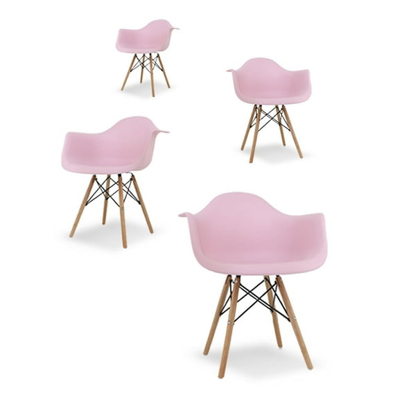 set 4 sillas ergonómicas para comedor vessel diseño elegante y minimalista mueble para sala comedor y oficina fáci armado y limpieza mirel rosa vessel