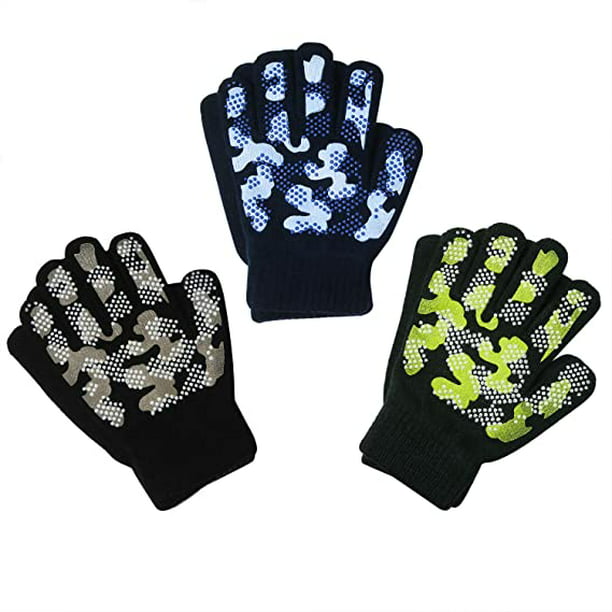 esqueleto Habitual Minimizar Guantes de invierno para niños de 5 a 11 años, 3 pares de guantes mágicos  de punto elástico cálido p JAMW Sencillez | Walmart en línea