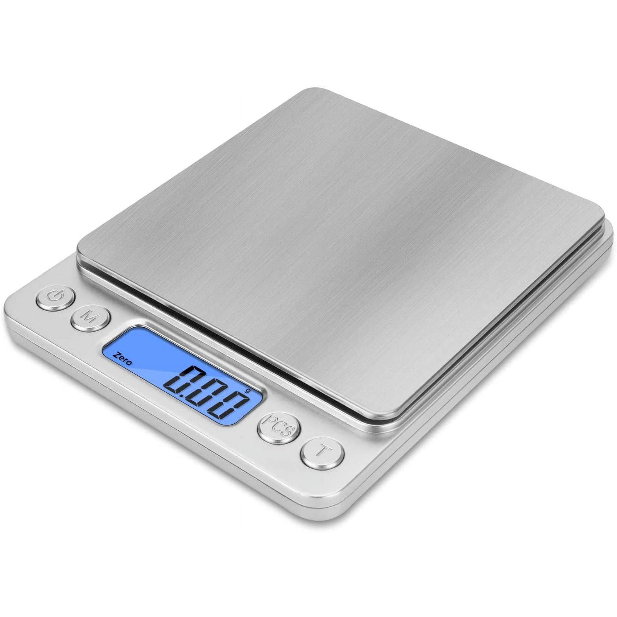 Homever Báscula de cocina, báscula de alimentos de 33 libras/33.1 lbs, peso  digital gramos y onzas para cocinar, acero inoxidable 304, plata