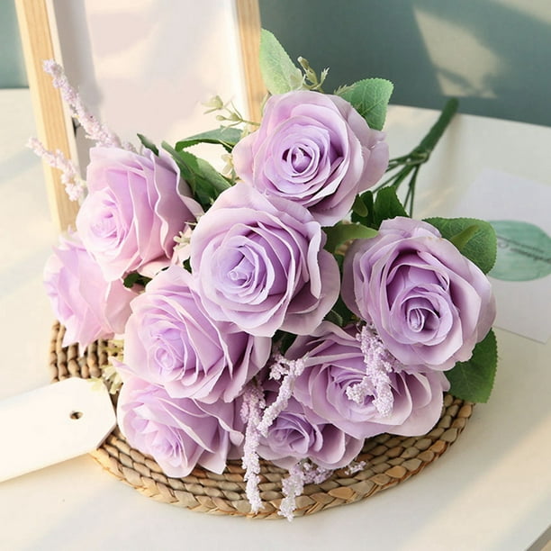 Ramo de flores de margaritas artificiales para decoración de fiesta, hogar,  Hotel, Sala de bodas, rosa y morado NikouMX Muebles