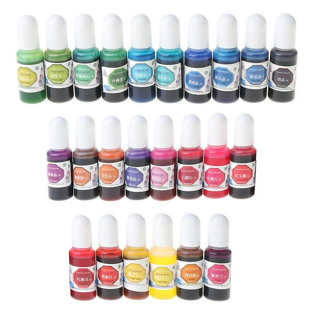 La Casa del Artesano-Pigmentos liquidos concentrados para resina Epoxi  Resin Dye *10ml. LETS RESIN kit de 16 colores translucidos