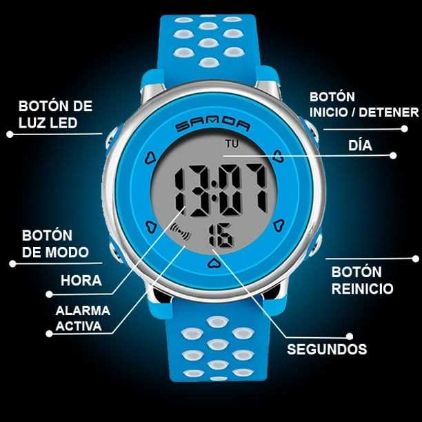 Reloj Hombre Deportivo SANDA Resistente al Agua Digital - Análogo Azul  SANDA