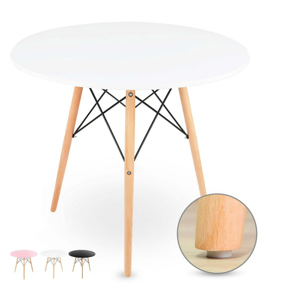 mesa redonda de madera estilo minimalista moderno 120 cm blanco gaon mesa