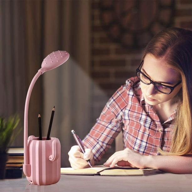 Lámpara de escritorio inalámbrica, luz de lectura LED, lámpara de mesa,  brillo ajustable táctil con portalápices, decoración de oficina, regalo  original para niña adolescente - rosa Zhivalor OTTO-HJW-0658