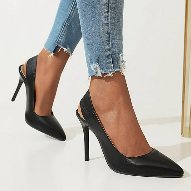 de mujer Sandalias con banda elástica Zapatos de tacón cómodos e informales de aguja elegantes con punta en pico Wmkox8yii | Walmart en línea