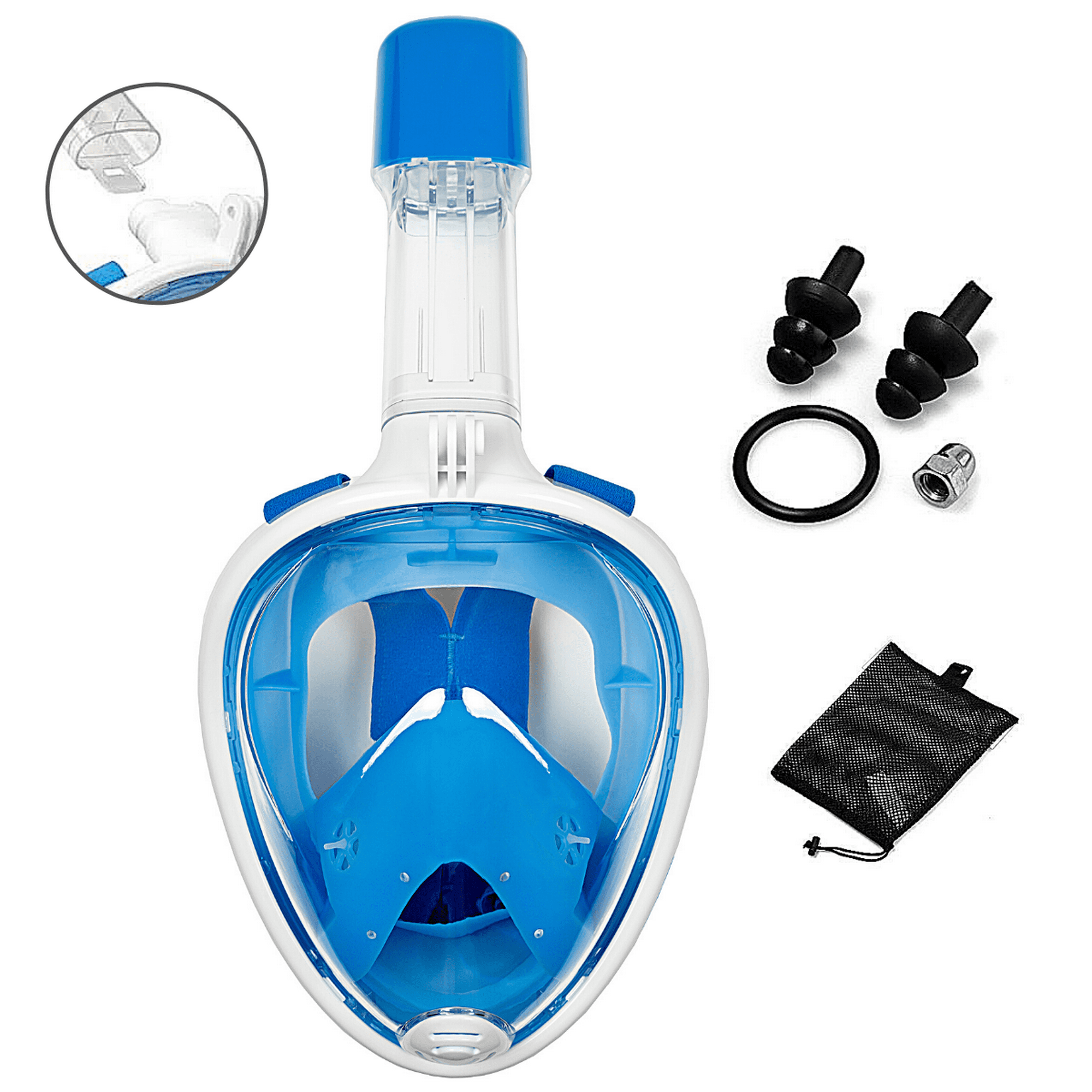 Máscara para Snorkel de Libre Respiración (Azul/Grande-XGrande) XTREPID  Tubo de Snorkel Desmontable
