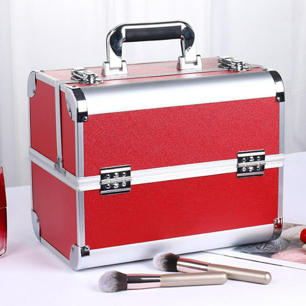 Maleta organizadora de maquillaje de aluminio, maleta organizadora de  maquillaje portátil, caja de almacenamiento de cosméticos, equipaje de  belleza