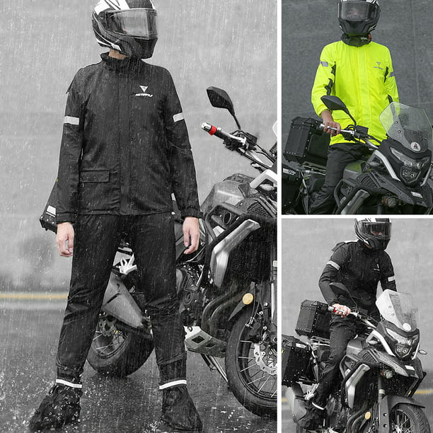  Chaqueta impermeable transpirable para hombre, chaqueta  impermeable para ciclismo, motociclismo, carreras, equitación, pantalones  de lluvia, traje dividido, color negro, M : Automotriz