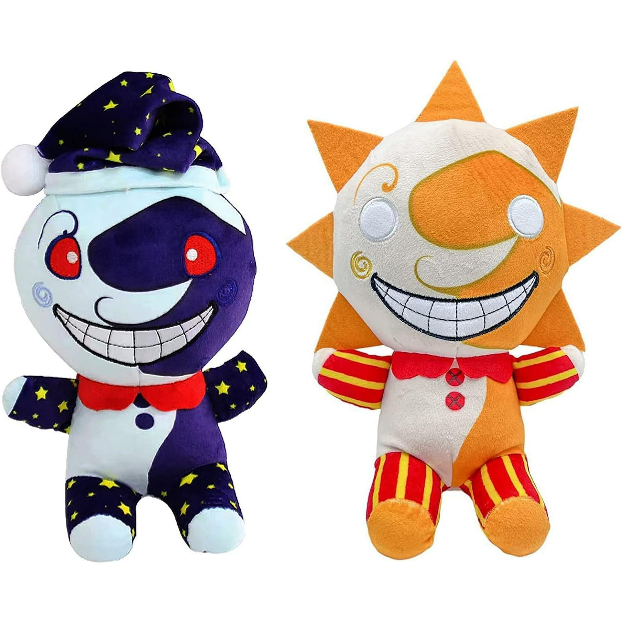 Sundrop and moondrop plush toy, sun and moon stuffed animal,clown figure cartoon plush for fans birthday gift (2pcs)