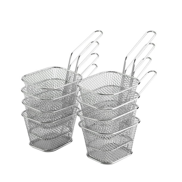 6 Canastas Cesta Freidora Mini Acero Inox Chip Papas Fritas