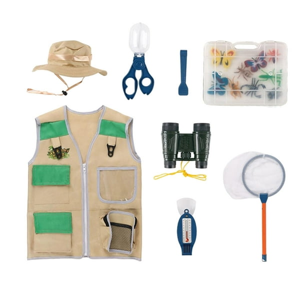 Chaleco de disfraz de explorador para niños al aire libre con bolsillos,  conjunto de chaleco y gorro CUTICAT disfraz