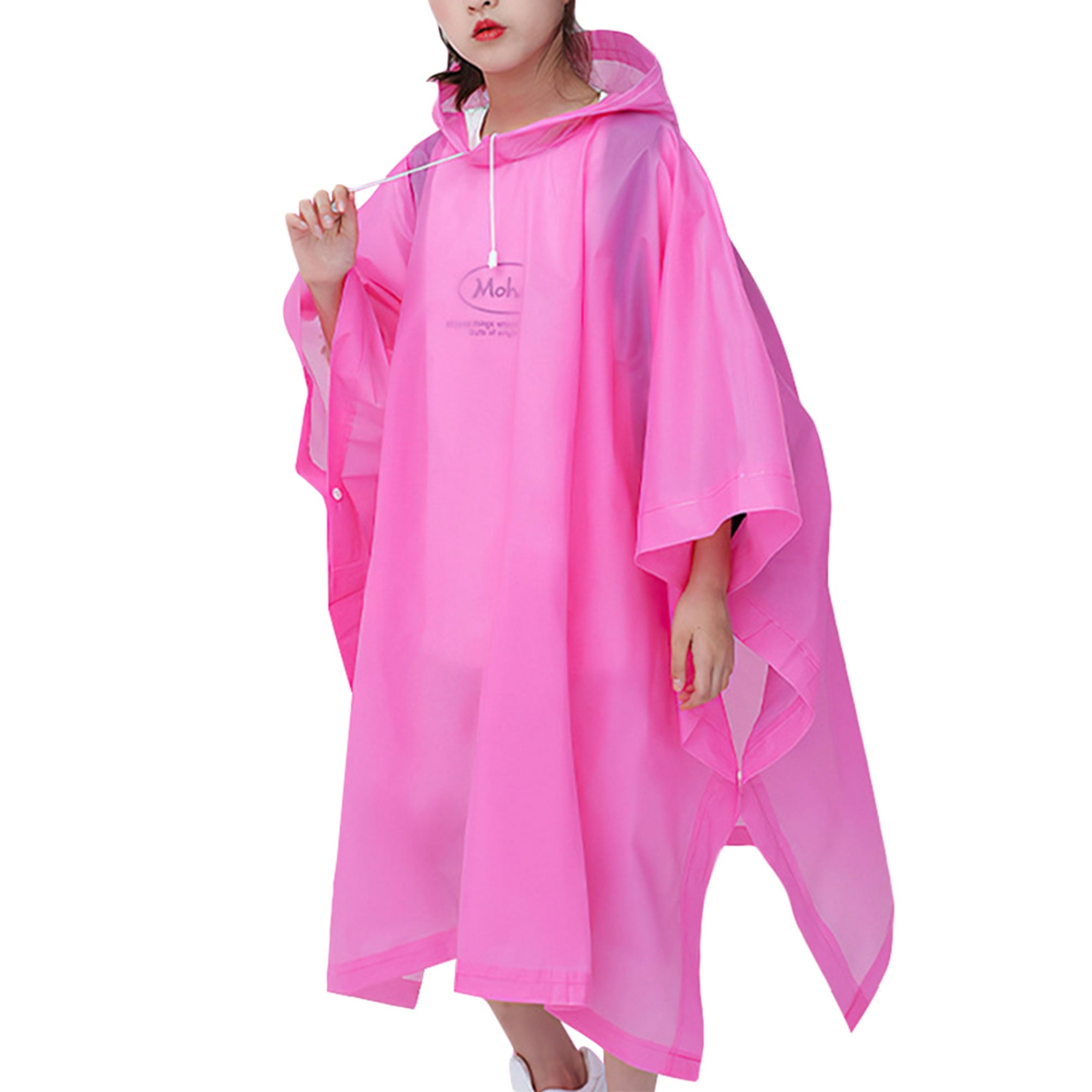  Luwsldirr Capa impermeable de EVA para mujer, capa de lluvia  para viajes al aire libre, poncho transparente con capucha, color rojo  rosa, talla XL : Ropa, Zapatos y Joyería