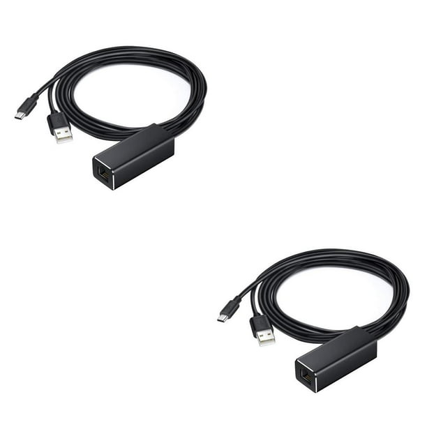 Methold Micro USB a adaptador Ethernet TV Stick convertidor de red  Compatible con Fire TV/Chromecast Negro 59*23*16mm 2piezas