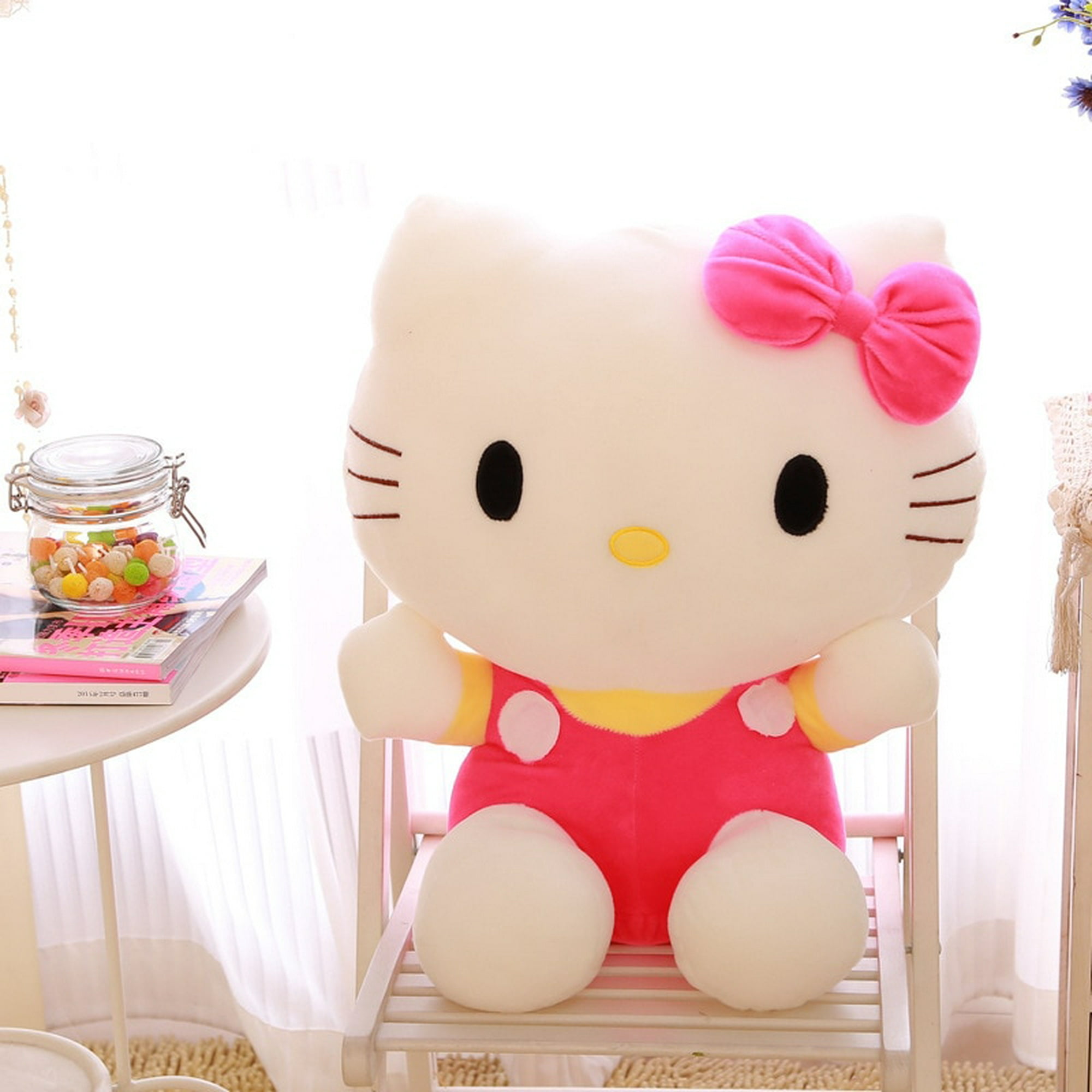 Lindos juguetes de peluche de Hello Kitty, muñeca de gato rosa suave,  regalo de cumpleaños para niñas fanáticos
