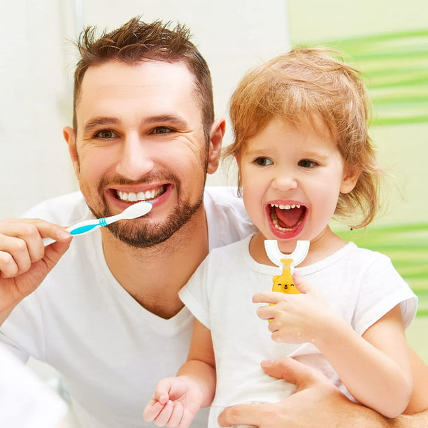 3 cepillos de dientes en forma de U para niños de 2 a 6 años, cabezal de  cepillo de dientes de silicona, cepillo de dientes de limpieza bucal de 360  ​​grados JM