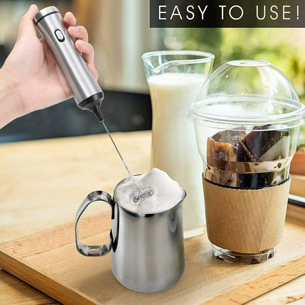 Espumador de leche eléctrico, Espumador de leche recargable por USB,  Batidora de acero inoxidable TUNC Sencillez