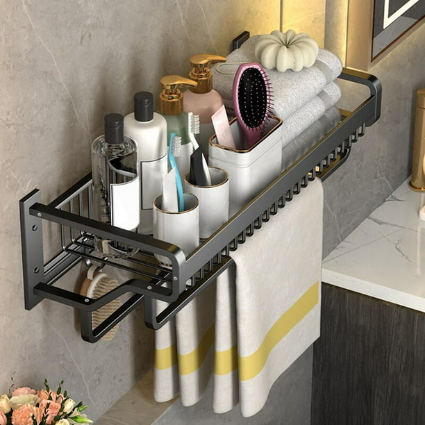 Soporte para toallero negro, accesorios de cocina para baño, cuarto de  Zulema Tendedero de baño
