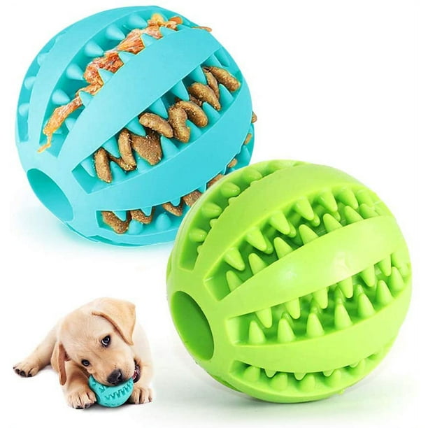 2 pelotas de juguete para perros, pelota para masticar de goma para perros,  dientes limpios, juguete no tóxico resistente a las mordeduras, pelota de  juguete interactiva de entrenamiento de rompecabezas IQ para