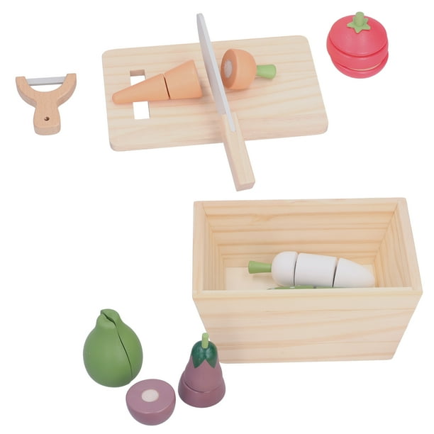 Set de frutas y verduras de madera para cortar