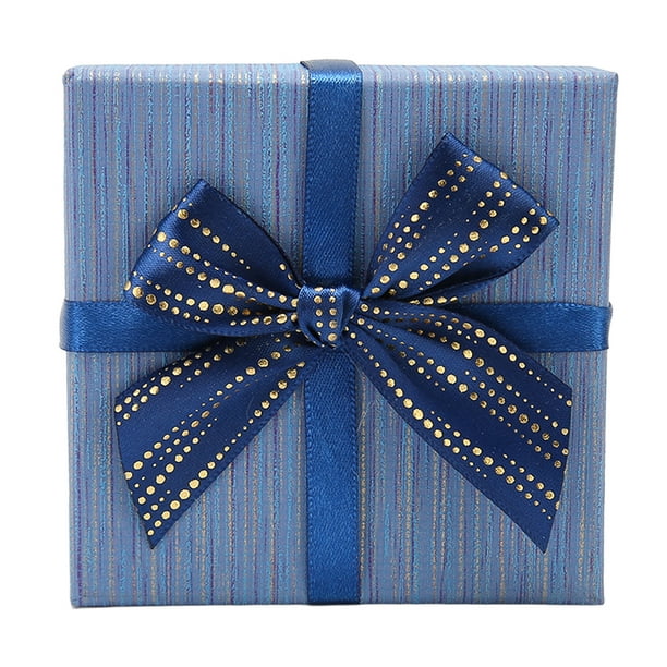 RUSPEPA Caja de regalo de cumpleaños mediana con tapas, cinta y papel de  seda, caja de regalo plegable, 1 unidad, 9 x 9 x 9 pulgadas, azul marino