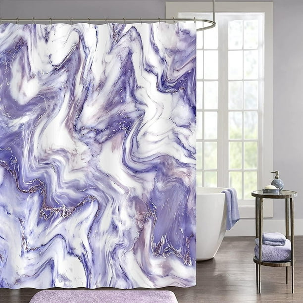Purple Juego de cortinas de ducha de mármol morado, cortina de ducha moderna  abstracta de lavanda para decoración de baño, forro de cortina de ducha  estándar de lujo para bañera, YONGSHENG 8390606448989