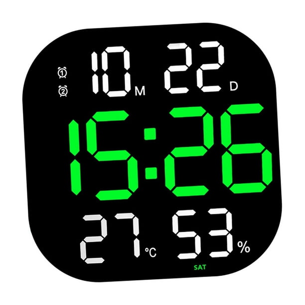 Reloj de pared digital con temperatura Humedad Relojes LED Despertador  electrónico Verde BLESIY reloj digital de pared