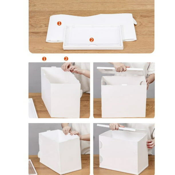 Shozafia Cajas de zapatos de cartón, caja de zapatos transparente apilable  para almacenamiento con tapas, paquete de 6 (tamaño para niños)