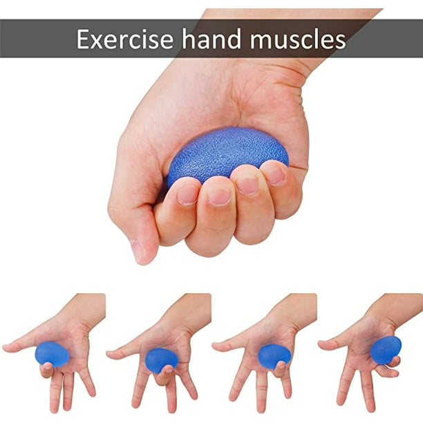 Pelotas de ejercicio de mano de 4 piezas, pelotas antiestrés,  fortalecimiento muscular, rehabilitación de dedos, tratamiento de artritis  de muñeca, resistencia a la silicona
