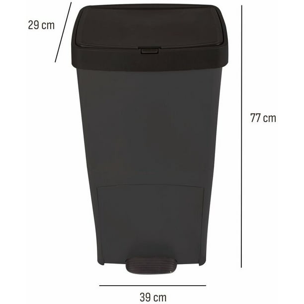 Cubo Reciclaje 70L con 3 compartimentos Apertura con pedal - color :Negro -  70 litros (Negro) esquí