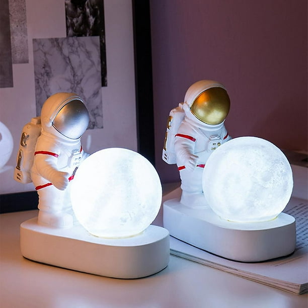 Lámpara de mesa astronauta, lámpara de pared para dormitorio niños, lámpara  de noche Astronauta figurilla decorativa lámpara de noche resina