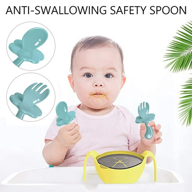 Cucharas para bebés, tenedores, juego de cubiertos para bebé de fácil  agarre, cuchara y tenedor de entrenamiento de autoalimentación para bebés