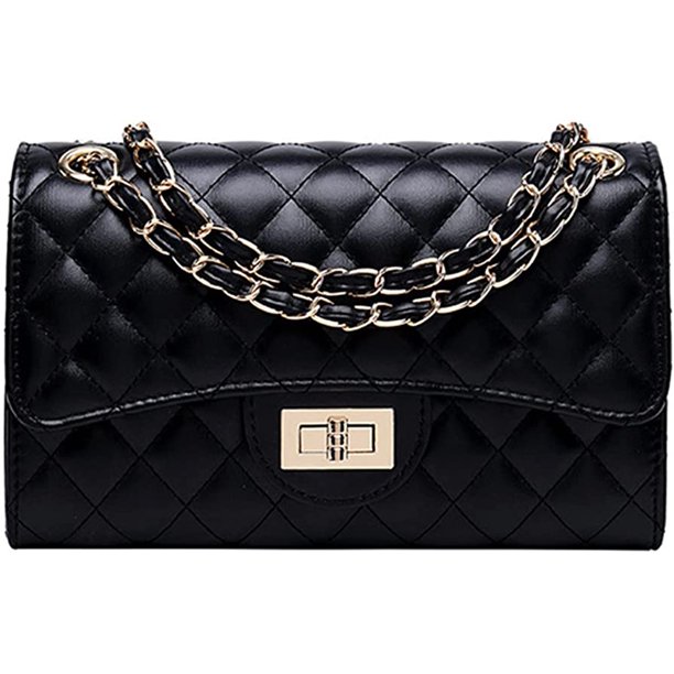 Bolso acolchado con bandolera de cadena negro mujer