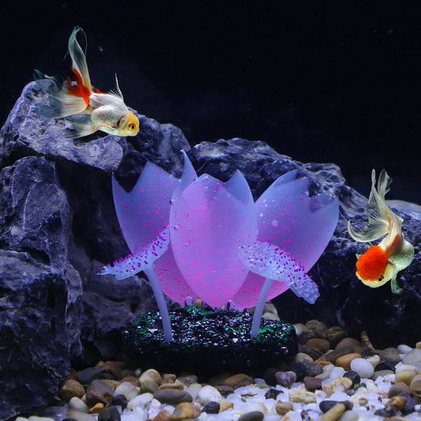 Suave Silicona Acuario Loto Flor, Fluorescencia Adorno, Rosa Unique  Bargains acuario decoración coral