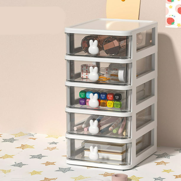 Caja de cajón transparente con 6 cajones, organizador de escritorio,  organizador transparente, caja de almacenamiento de joyas, cajón  transparente