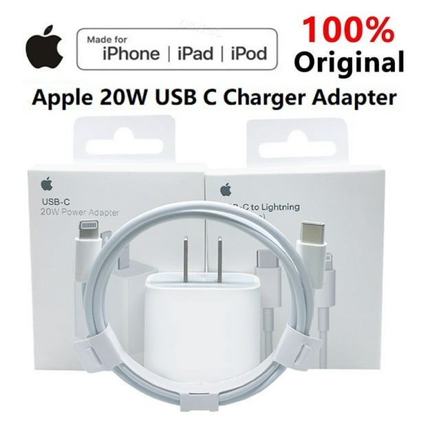 Cargador Carga Rápida 20W + Cable Lightning Apple para iPhone