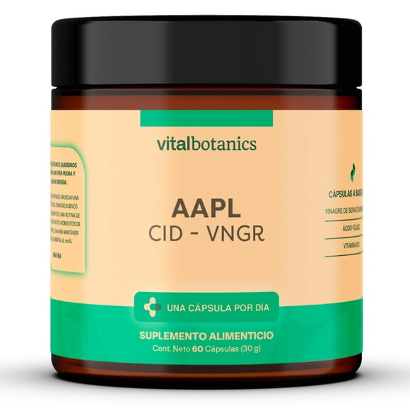 apple cider vinegar 60 capsulas suplemento con acido folico y vitamina b12 vitalbotanics applevnger60