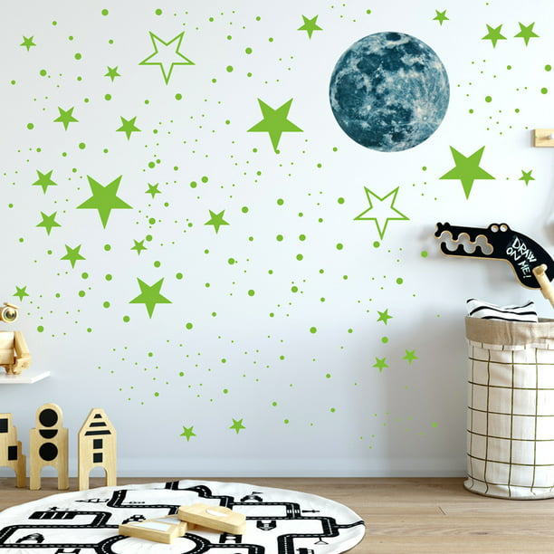 Wdftyju 435 unids/set luminoso 3D estrella Luna pared pegatinas niños  habitación dormitorio techo decoración Wdftyju 3eb9yc7ga7gz5rw5