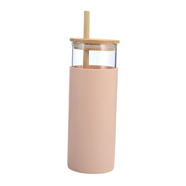kessellate - Vaso de vidrio de lata rosa con tapa de bambú y pajita –  Fenwick & Oliver